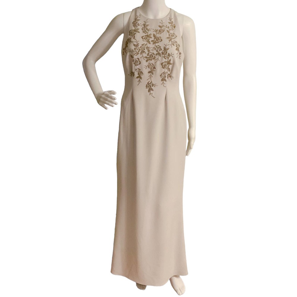 BADGLEY MISCHKA GOWN BEADED SLEEVELESS MAXI DRESS Women Size 8